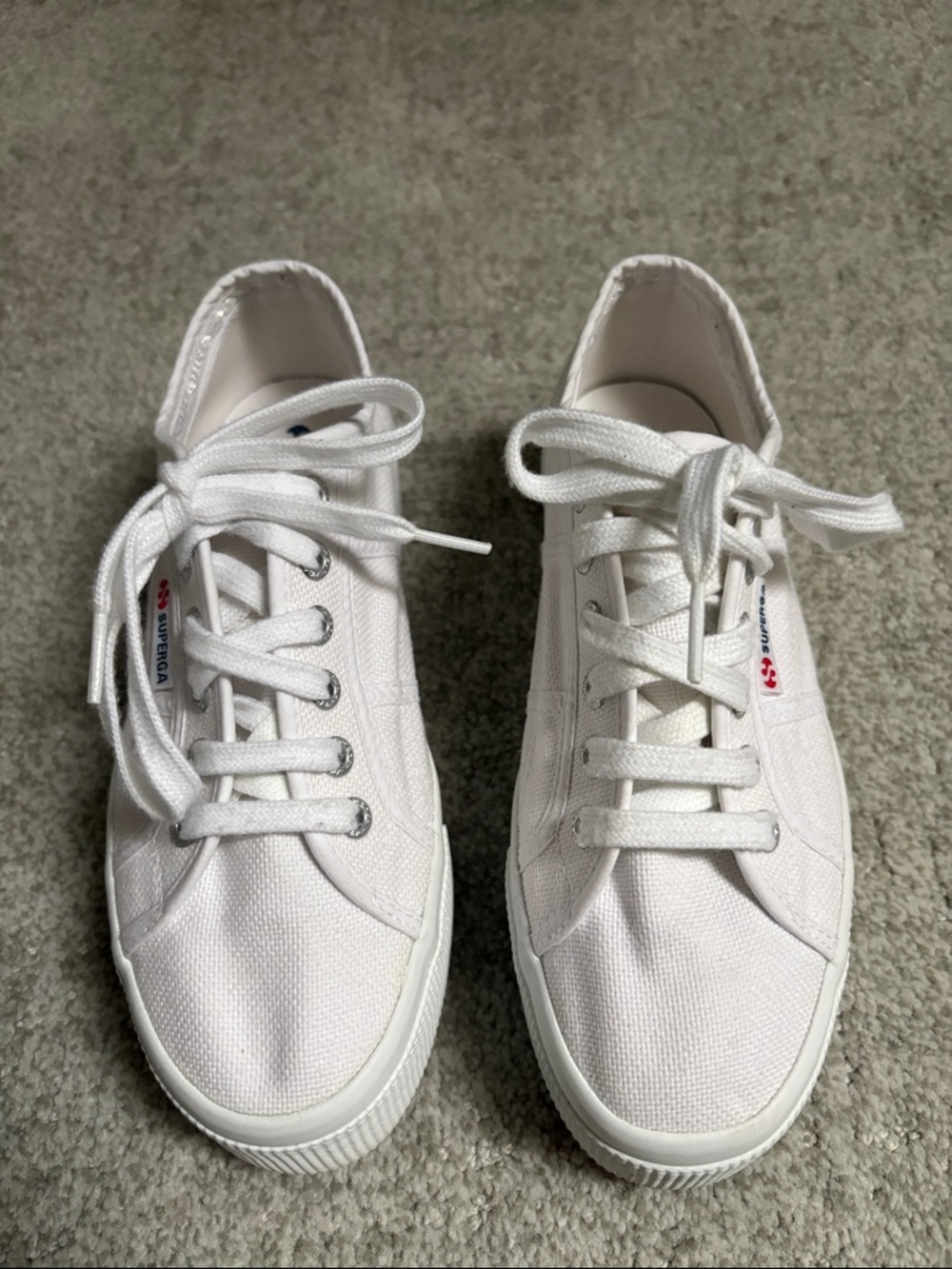Superga White Low-Top 2740 Platform Canvas Sneaker Size 37 - Picture 4 of 11